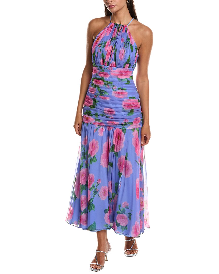 Carolina Herrera Halter Neck Gathered Silk Midi Dress