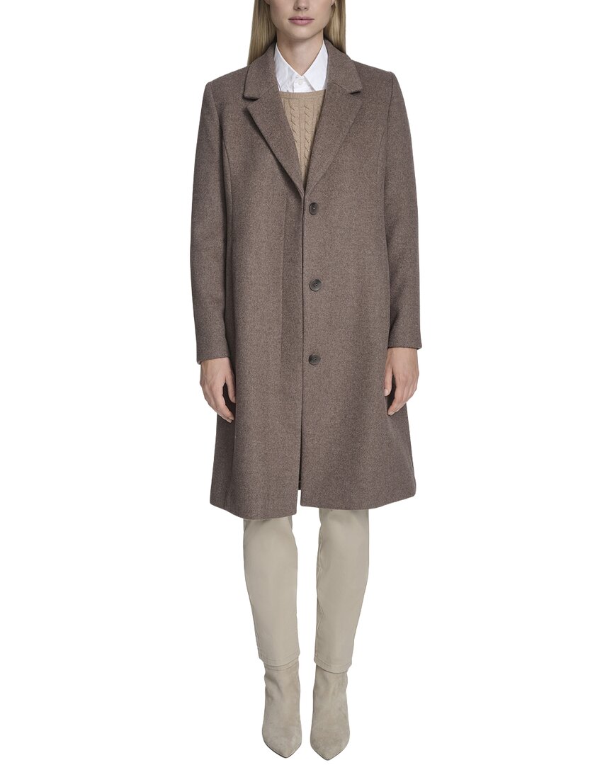 Cole Haan Slick Wool-blend Coat In Brown