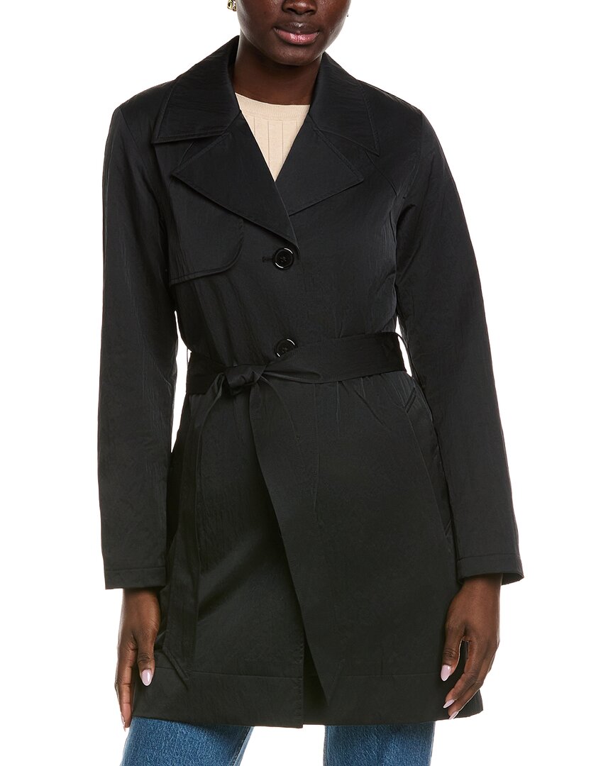 Nvlt Crinkle Trench Coat In Black