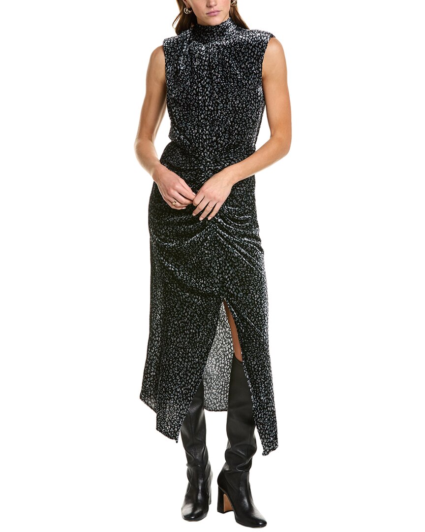 Shop Ramy Brook Lennon Silk-blend Velvet Midi Dress In Black