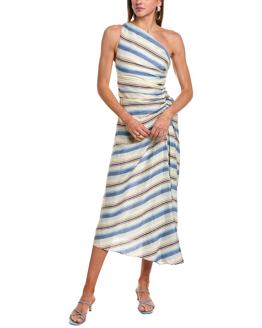 A.l.c Carolyn Stripe One-shoulder Maxi Dress In Blue