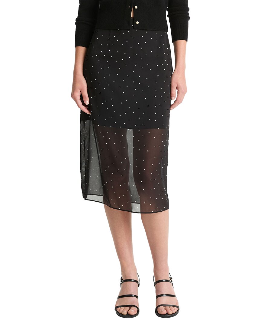 Vince Polka Dot Sheer Stretch Silk Midi Skirt