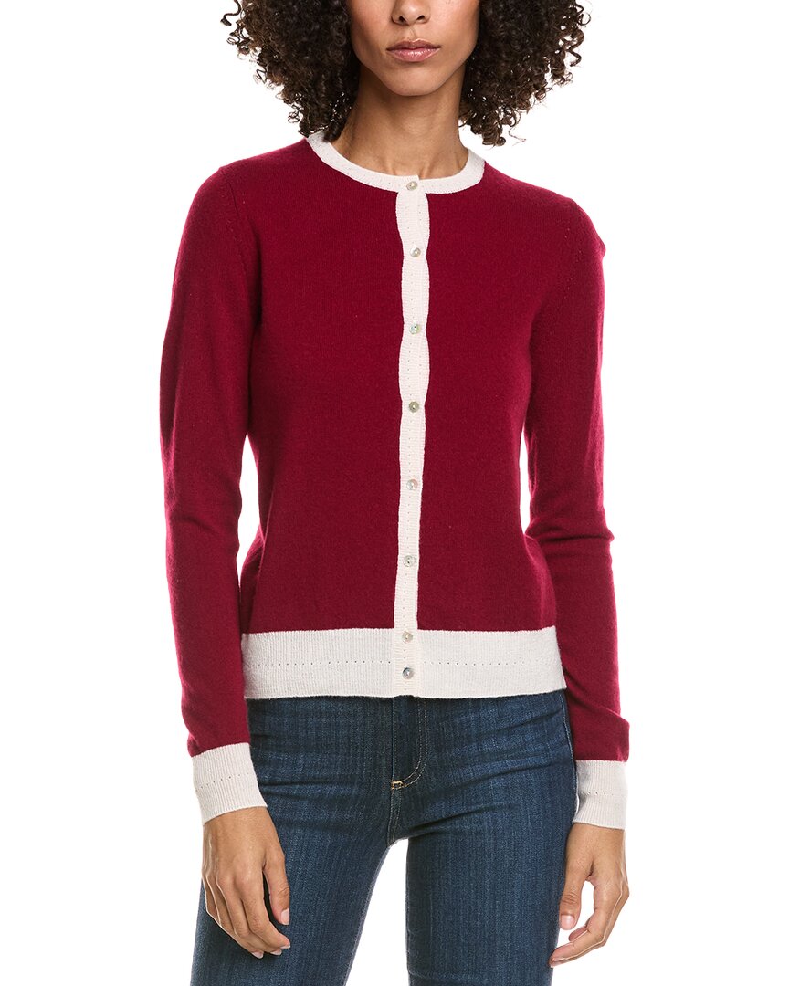 Incashmere Button Front Cashmere Cardigan In Red