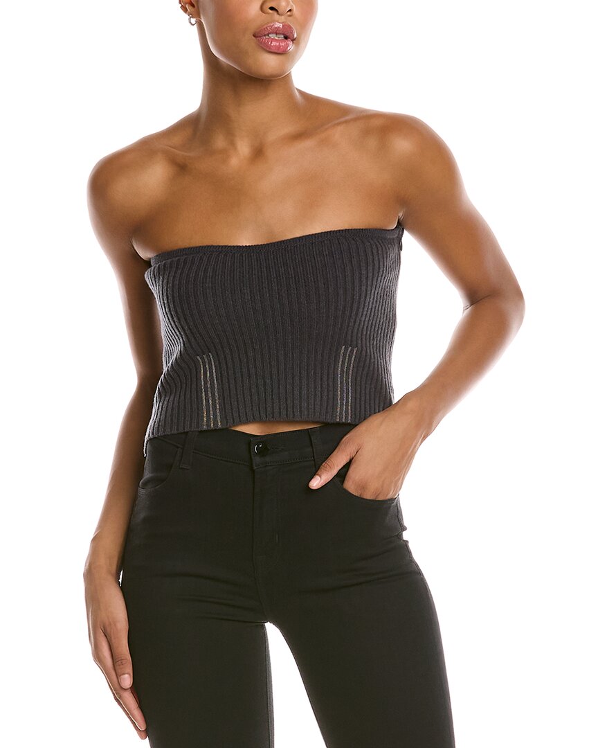Shop Peserico Wool, Silk & Cashmere-blend Tube Top In Grey