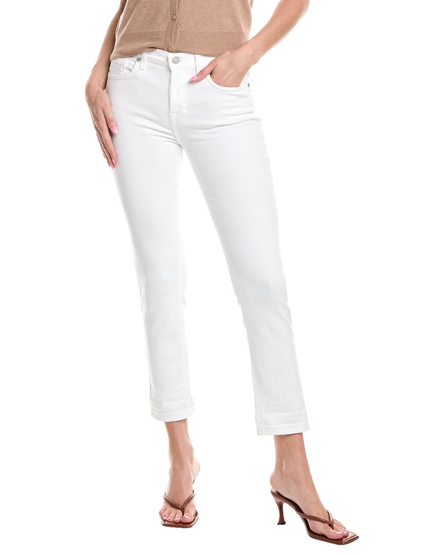 7 For All Mankind Josefina Broken Twill White Feminine Boyfriend Jean In White