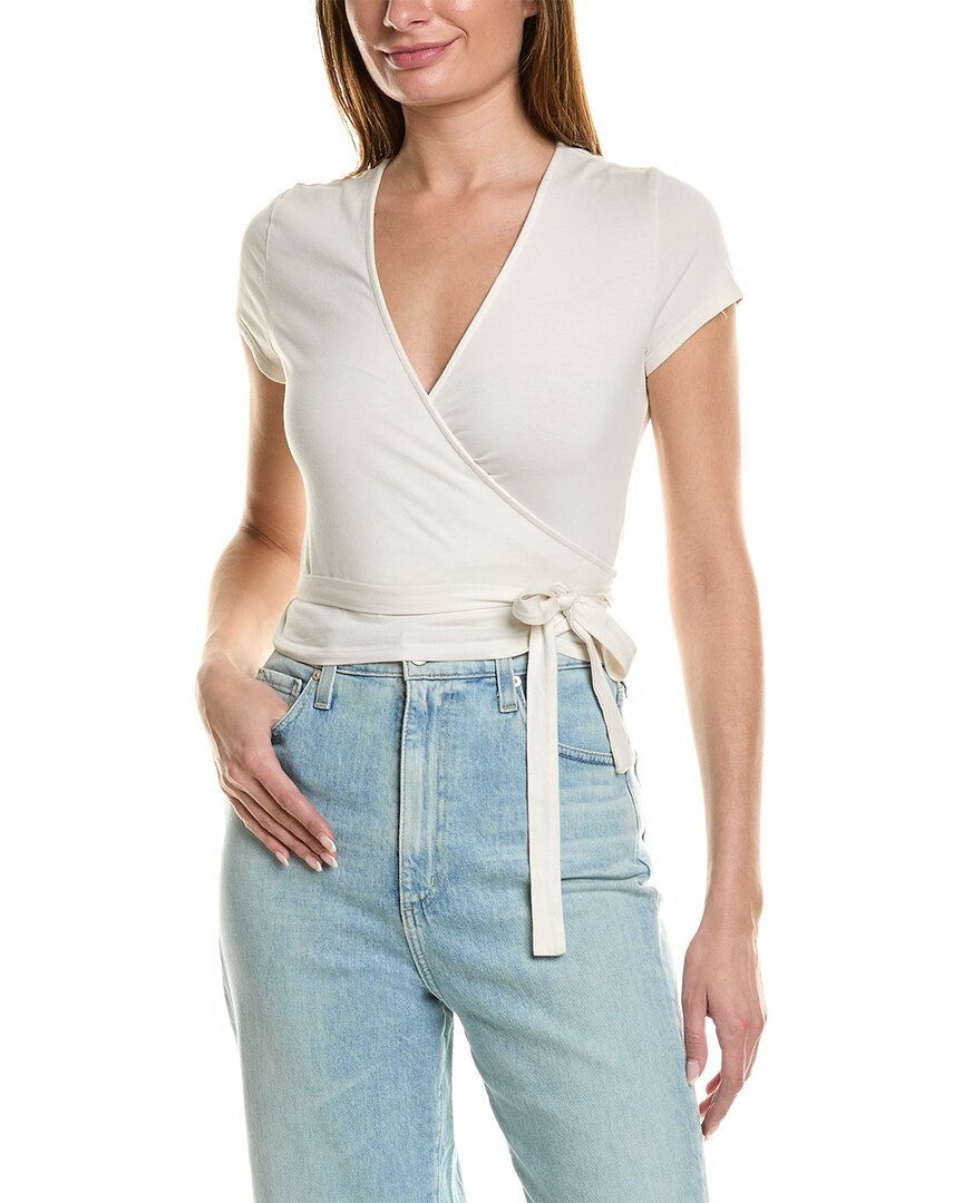 Shop Ag Jeans Kyaryo Wrap Top In Ivory