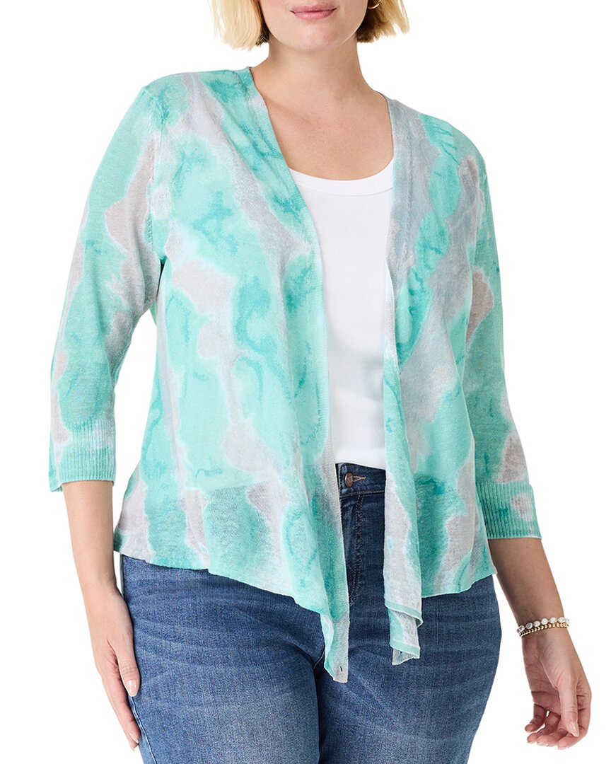NIC + ZOE NIC+ZOE WATERCOLOR WAVES 4-WAY LINEN-BLEND CARDIGAN