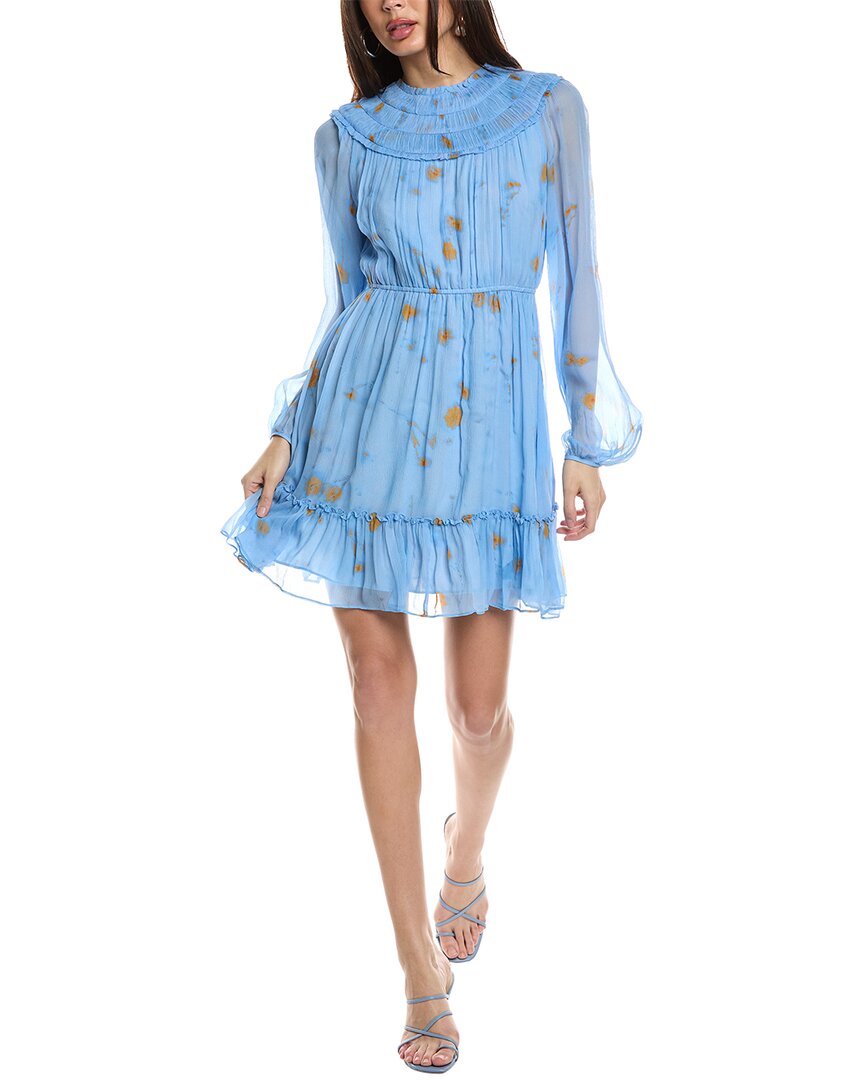 Shop Jason Wu Ruched Silk Mini Dress In Blue