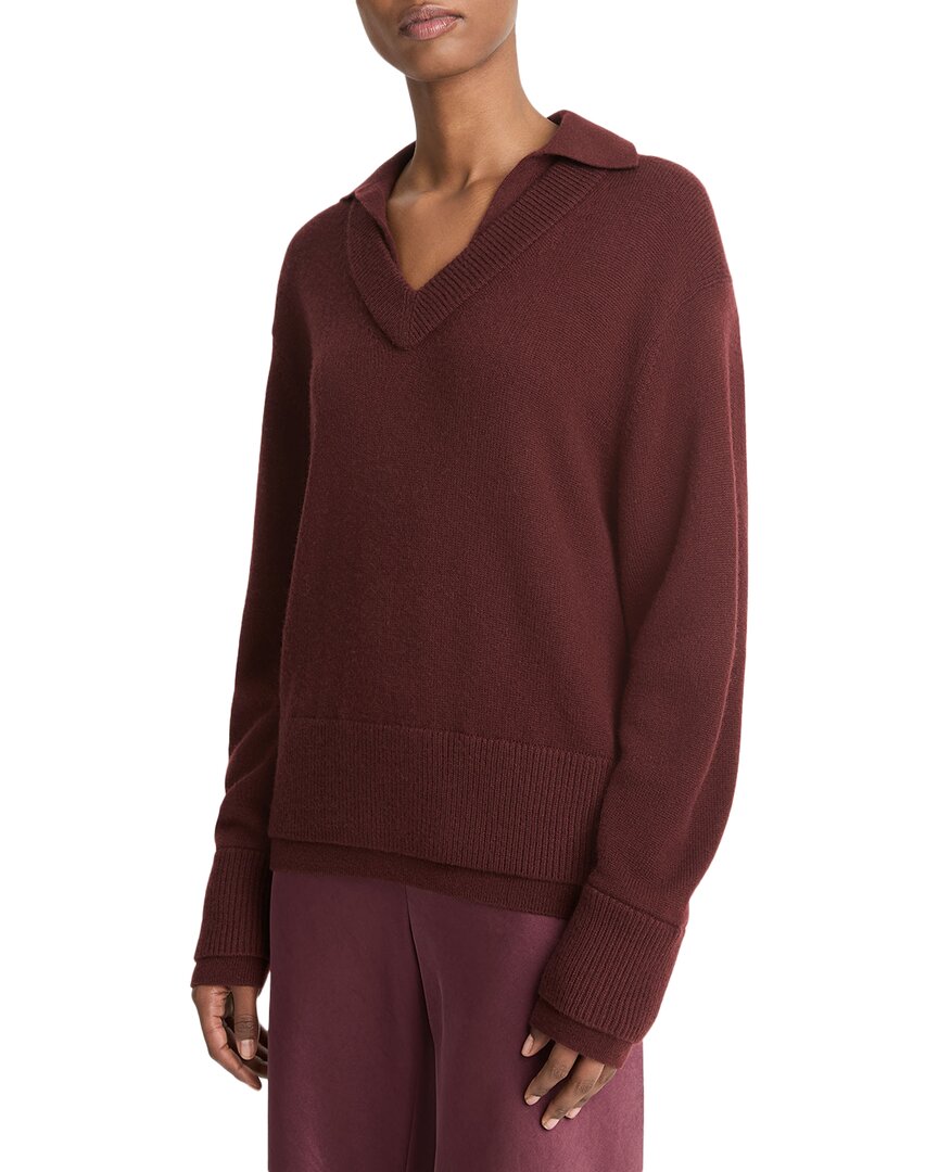 Vince Collared Layered Sweater In Burgundy