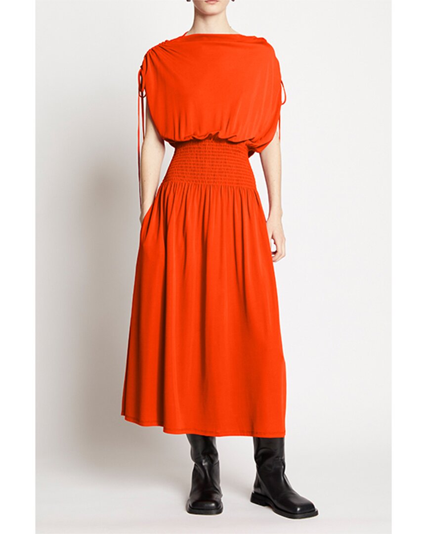 Proenza Schouler White Label Matte Crepe Smocked Dress In Red