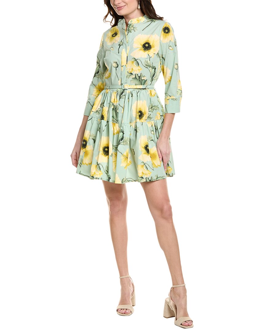 Oscar De La Renta Poppies Shift Dress In Gray