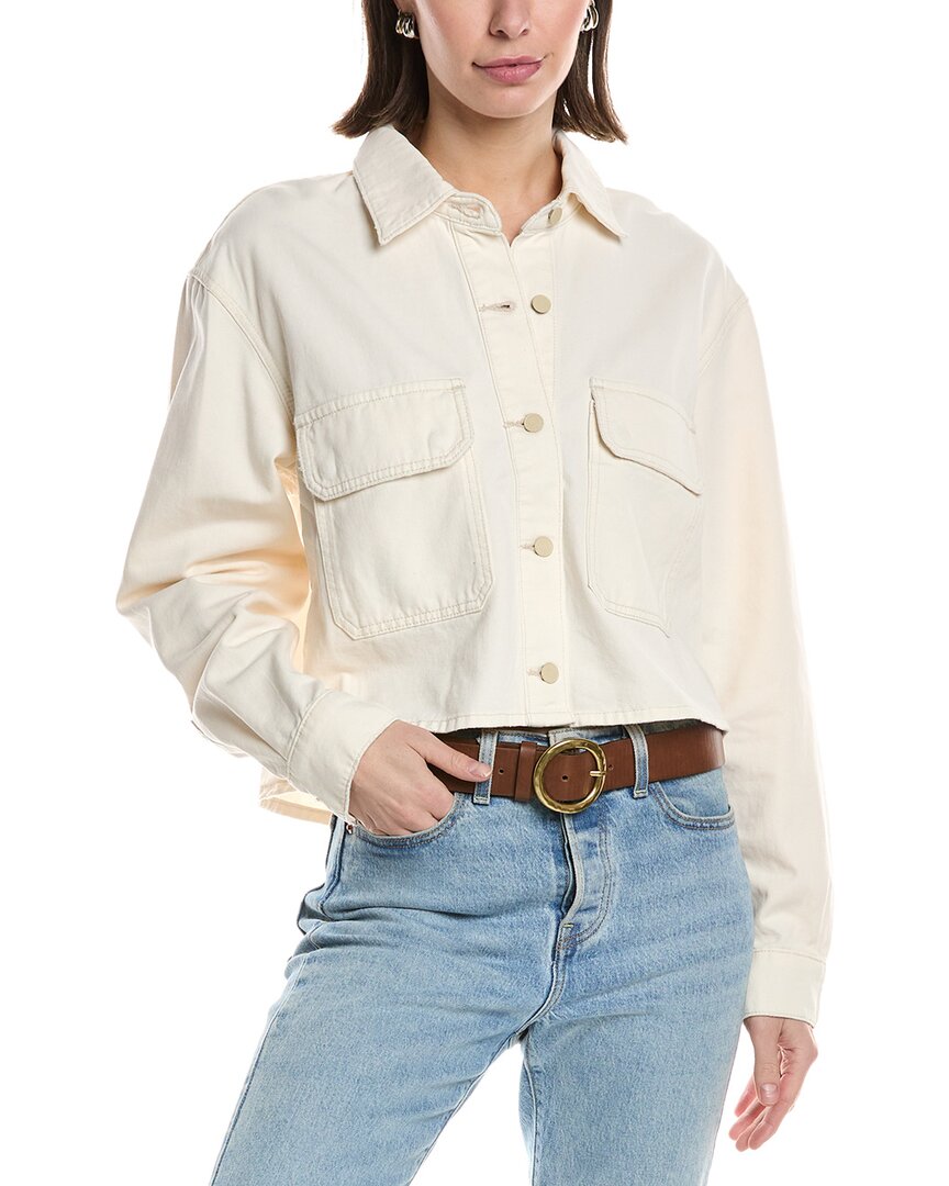 Hudson Jeans Cropped Oversized Button-down Shirt In White