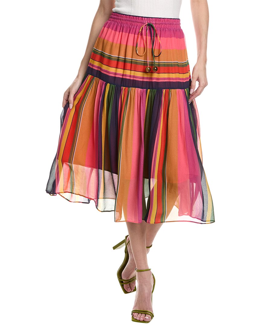 Shop Farm Rio Mixed Stripes Midi Skirt In Orange