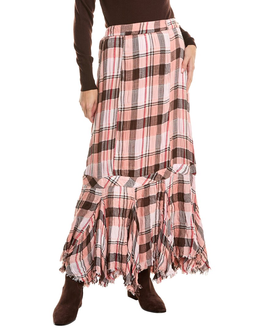 Free People Bordeaux Plaid Maxi Skirt In Red