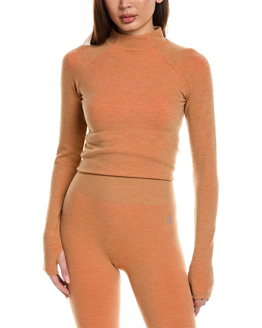 Free People Cool Down Wool-blend Base Layer Top In Brown