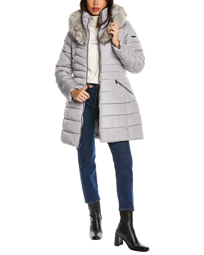 Laundry By Shelli Segal Quilted Coat In Grey ModeSens
