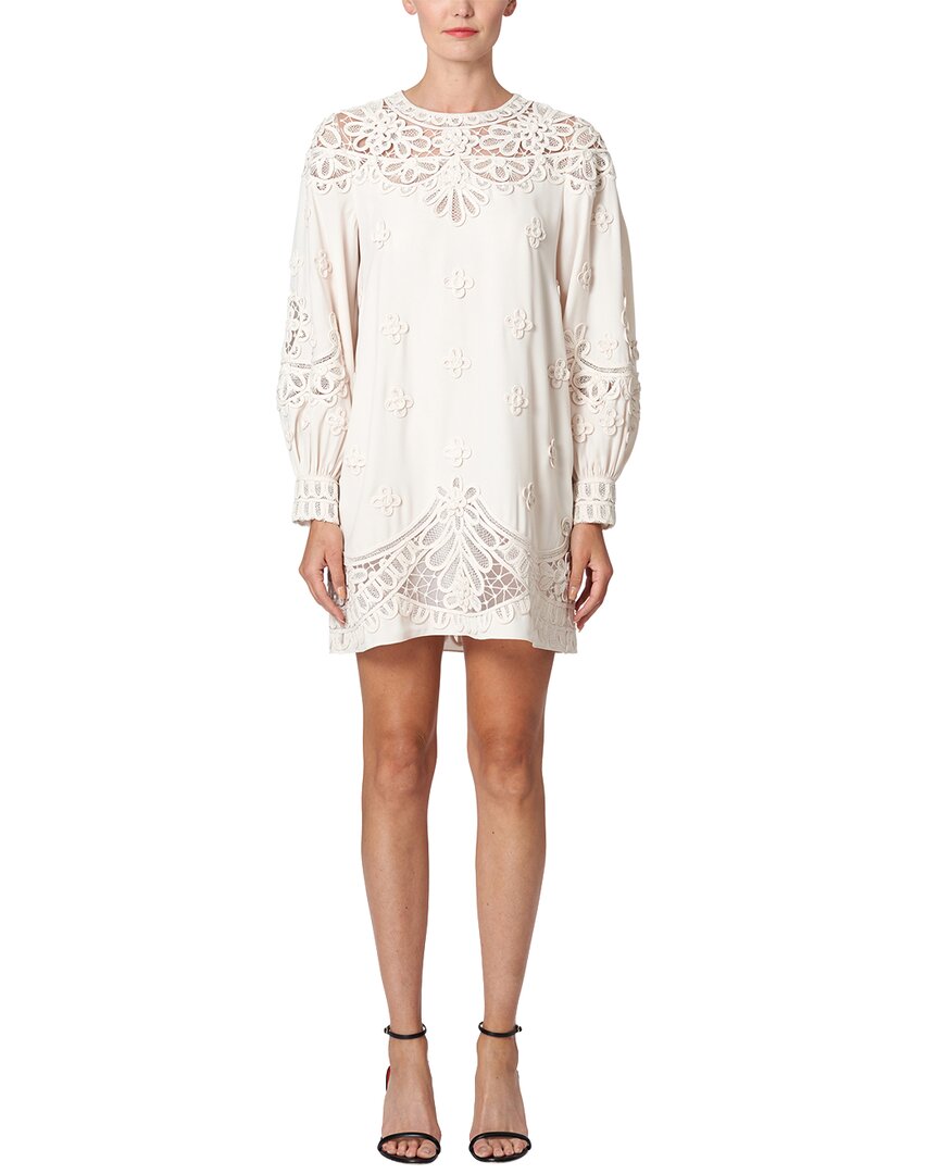 Carolina Herrera Floral-appliqué Long-sleeve Minidress