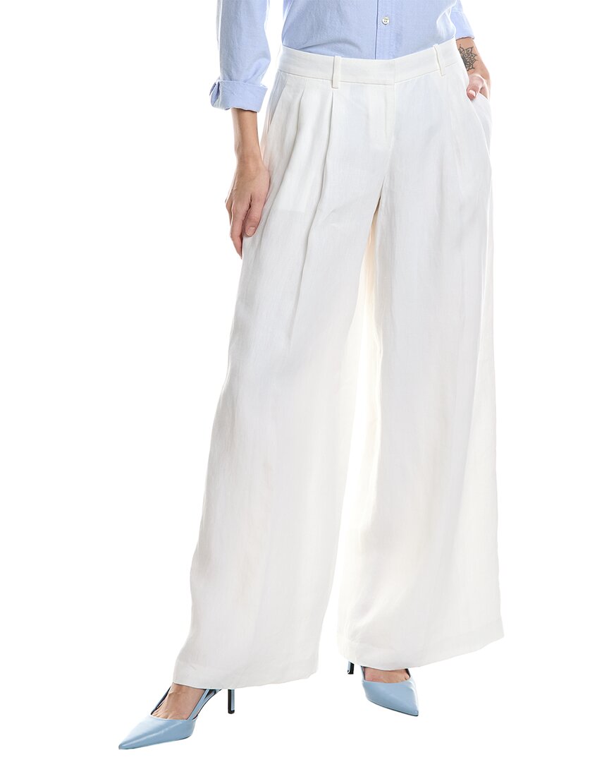 THEORY THEORY PLEATED LOW-RISE LINEN PANT