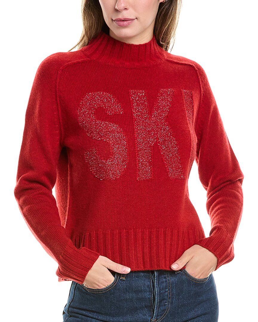 Shop Hannah Rose Lurex Ski Star Mock Neck Wool & Cashmere-blend Sweater In Red