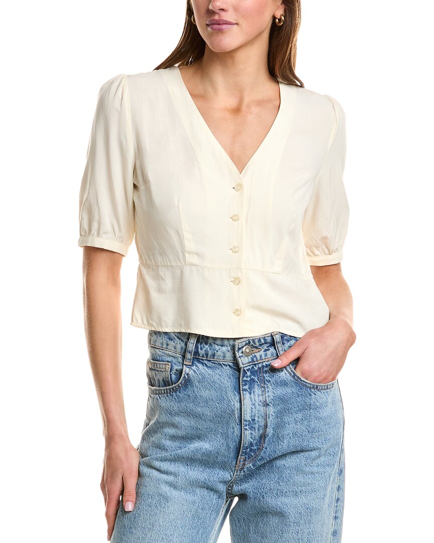 Kule Button Cropped Blouse In White