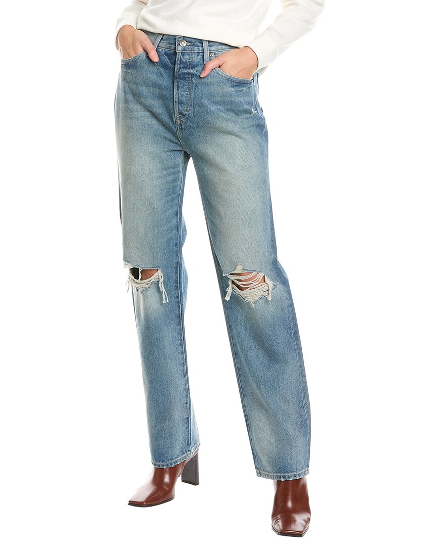 Pistola Cassie Super High Rise Straight Crop Jeans In Blossom Distressed In Blue