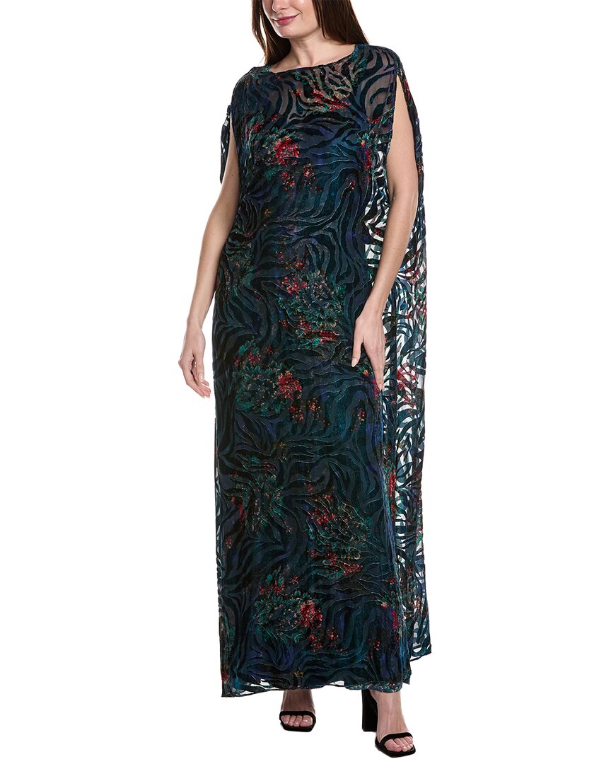 Johnny Was Viva Burnout Velvet Silk-blend Maxi Dress In Green