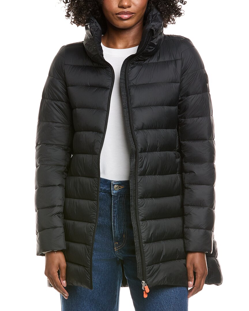 Save The Duck Linnea Long Basic Coat In Black