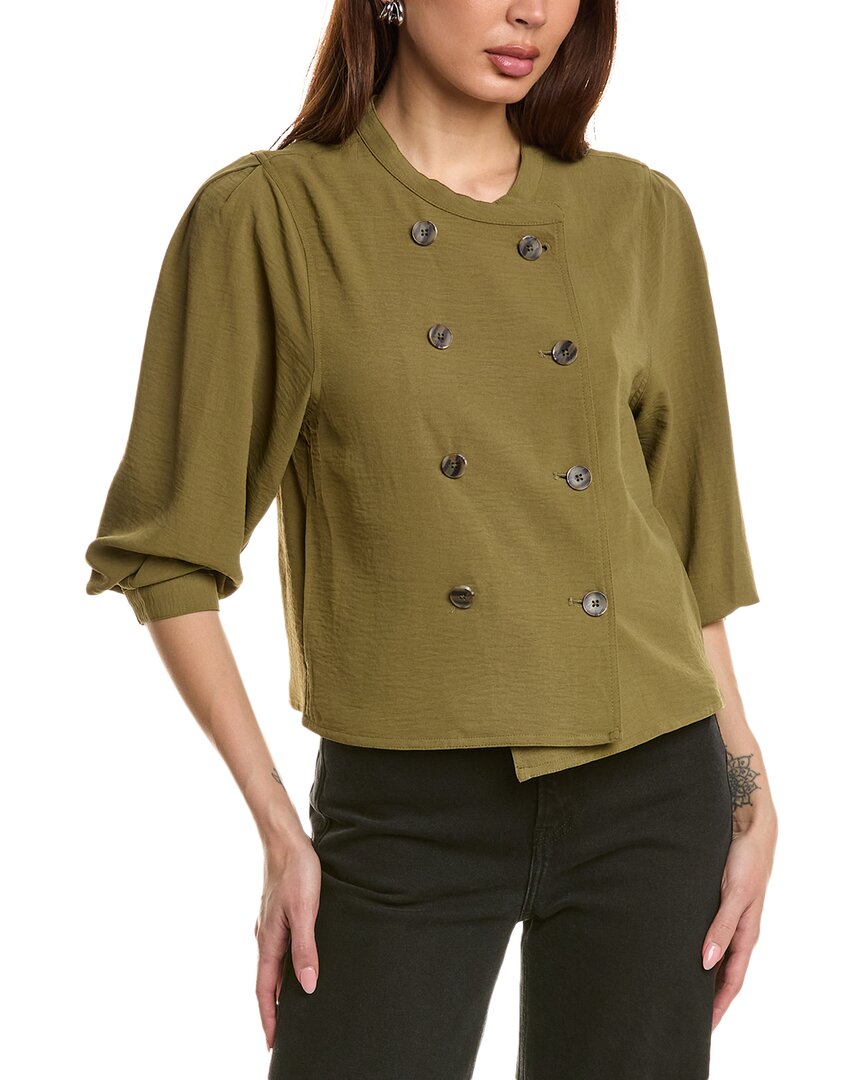 Vince Camuto Double Breasted Top In Green