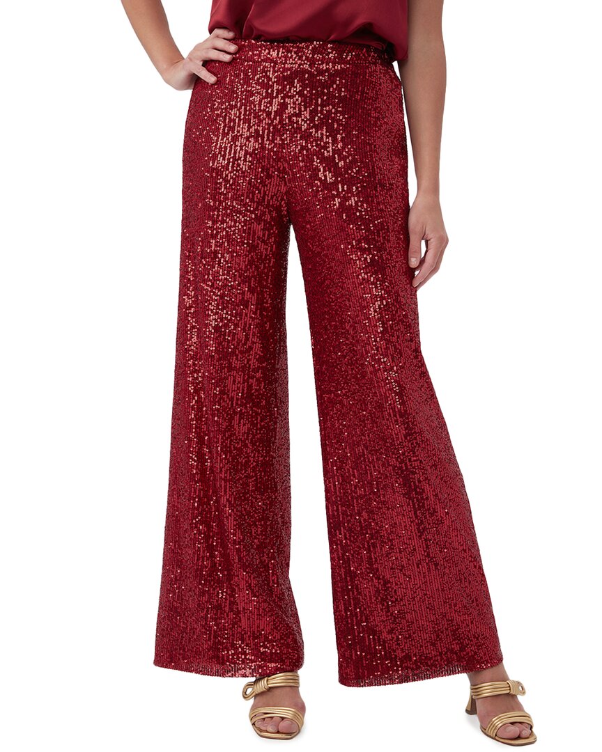 Trina Turk Atarashii Wide Leg Sequin Pant In Red