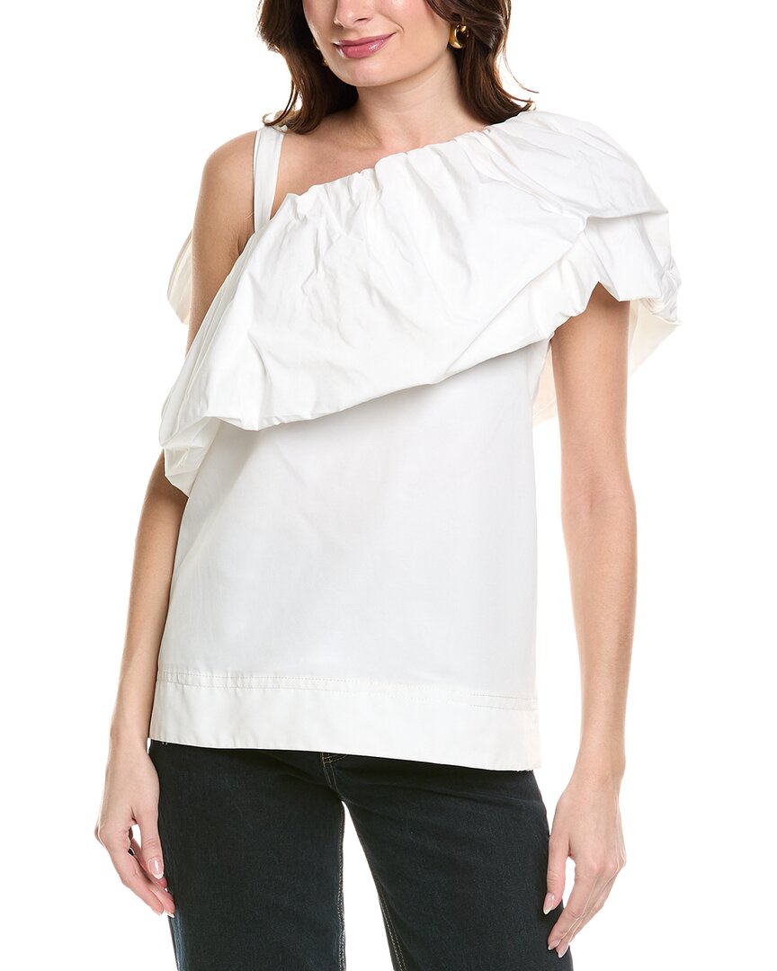 Valentino One-shoulder Silk-lined Top In White
