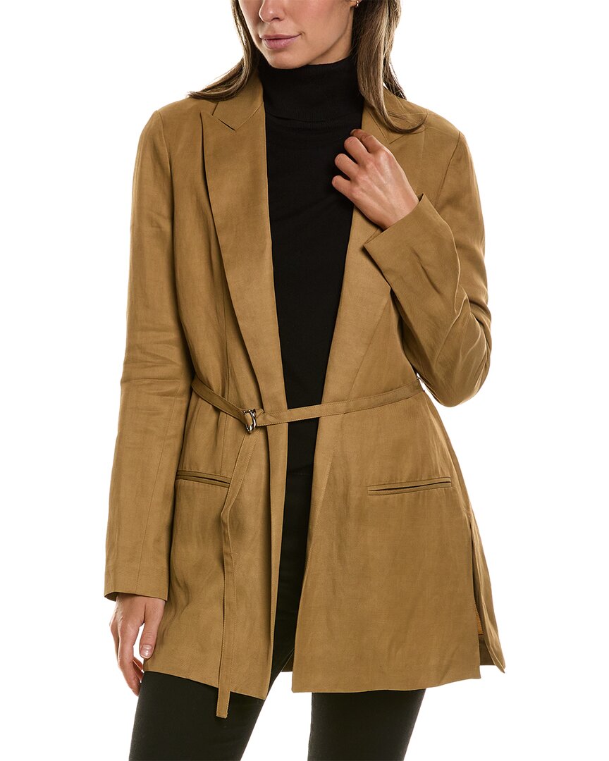 Shop Piazza Sempione Linen-blend Jacket In Brown