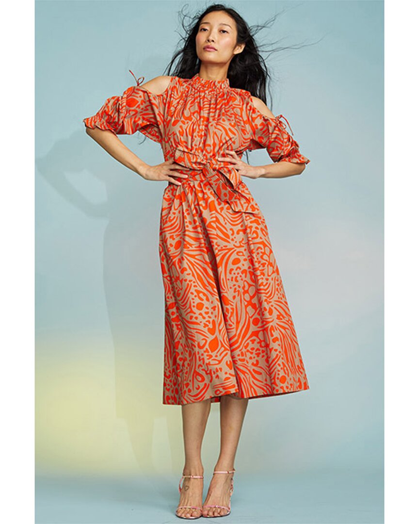 Shop Cynthia Rowley Cold; Shoulder Printed Dress In Orange