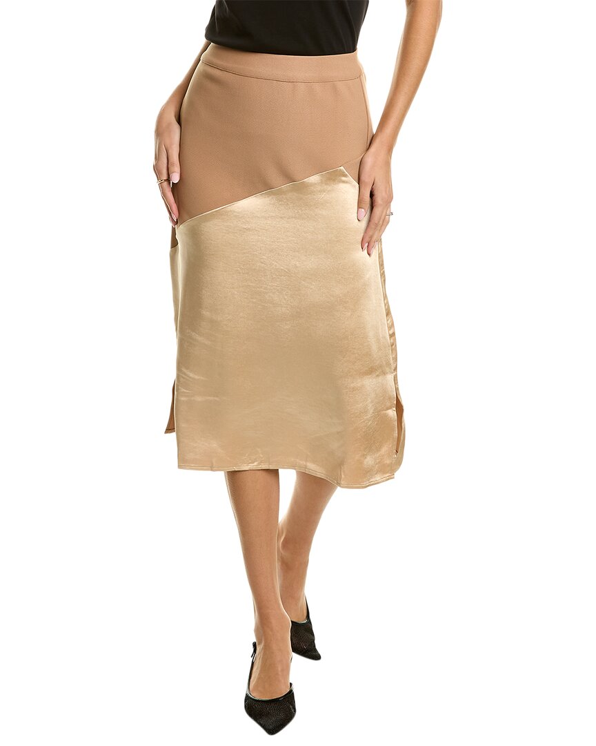 Shop Gracia Asymmetric Midi Skirt In Brown