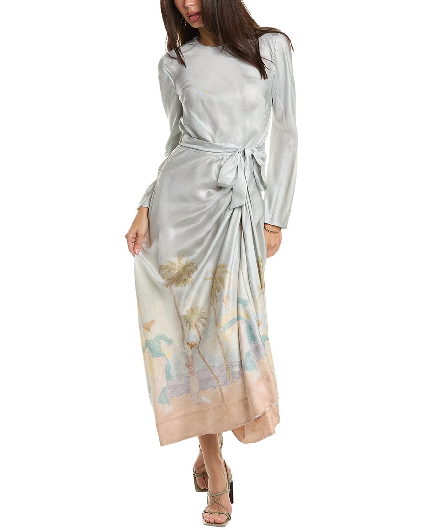 zimmermann silk drape long dress Zimmermann Silk Plunge Drape Dress - Moonstone in White
