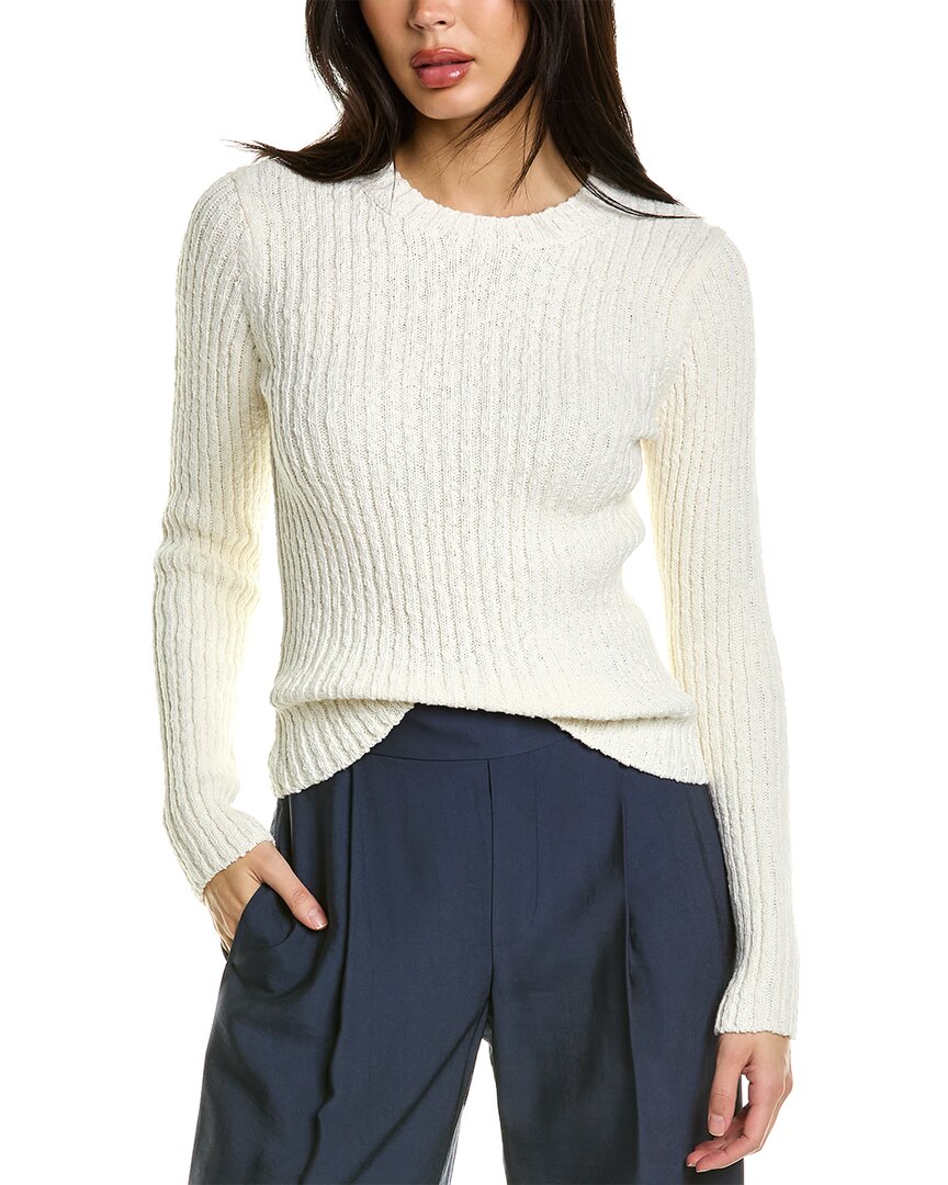 Shop Vince Textured Rib Linen-blend Pullover