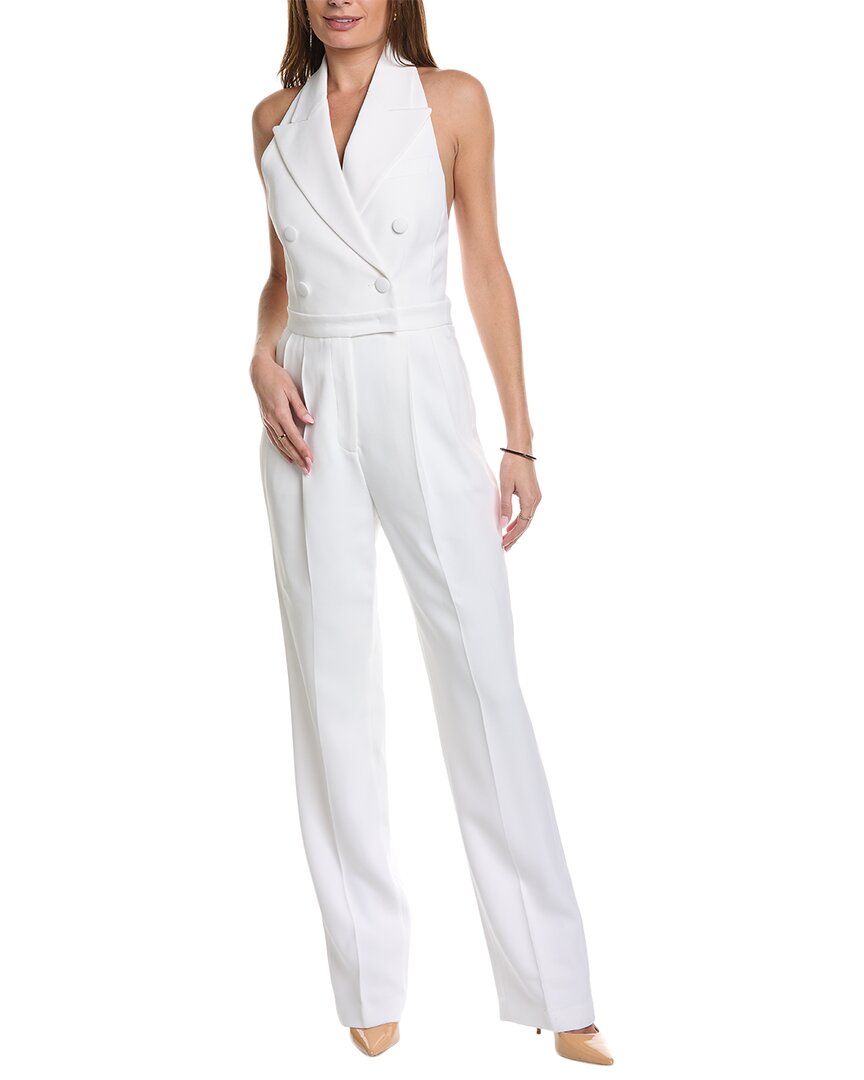 Shop Michael Kors Collection Halter Tuxedo Jumpsuit In White