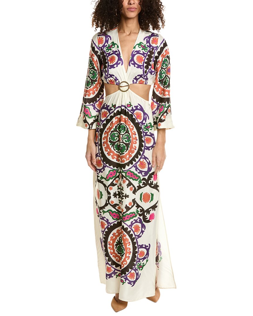 Ba&sh Cut-out Floral-print Long Dress In White