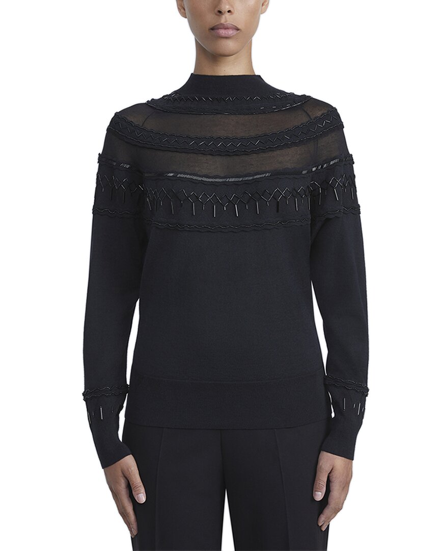 LAFAYETTE 148 LAFAYETTE 148 NEW YORK EMBELLISHED FAIRISLE WOOL & SILK-BLEND SWEATER