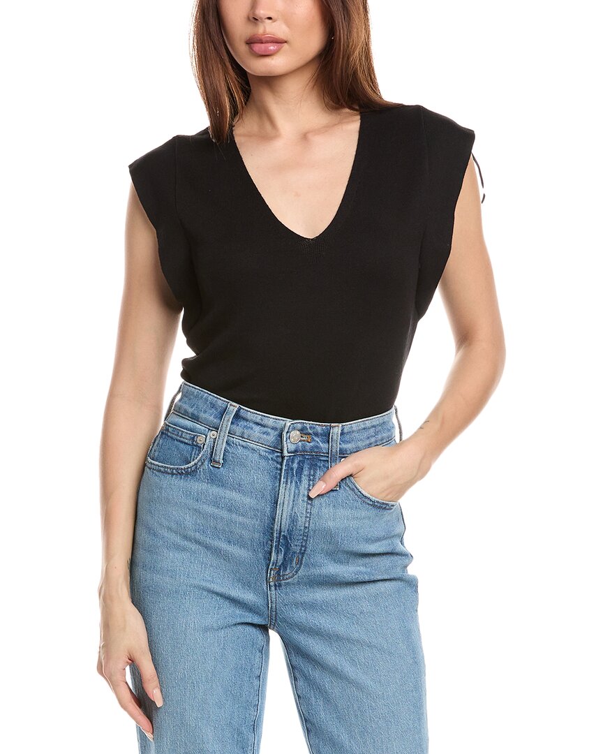 T Tahari Extended Shoulder Sweater In Black
