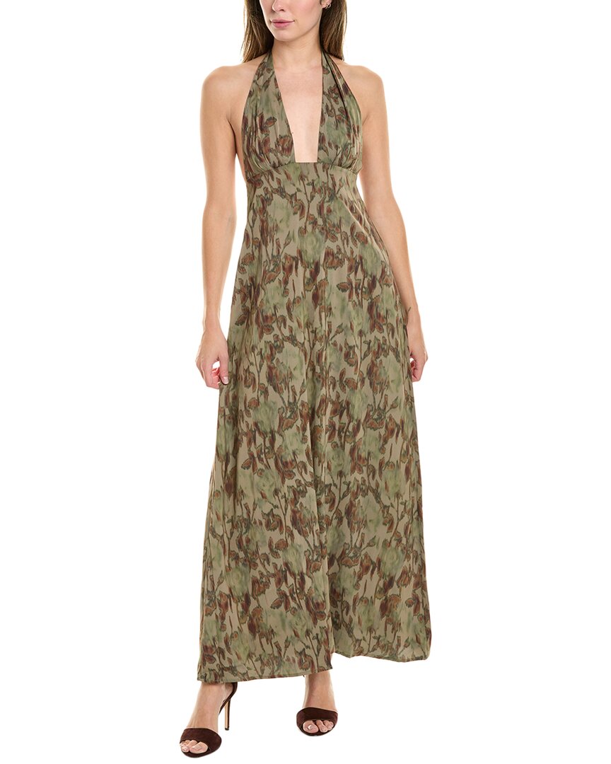 Weworewhat Halter Deep-v Maxi Dress In Green