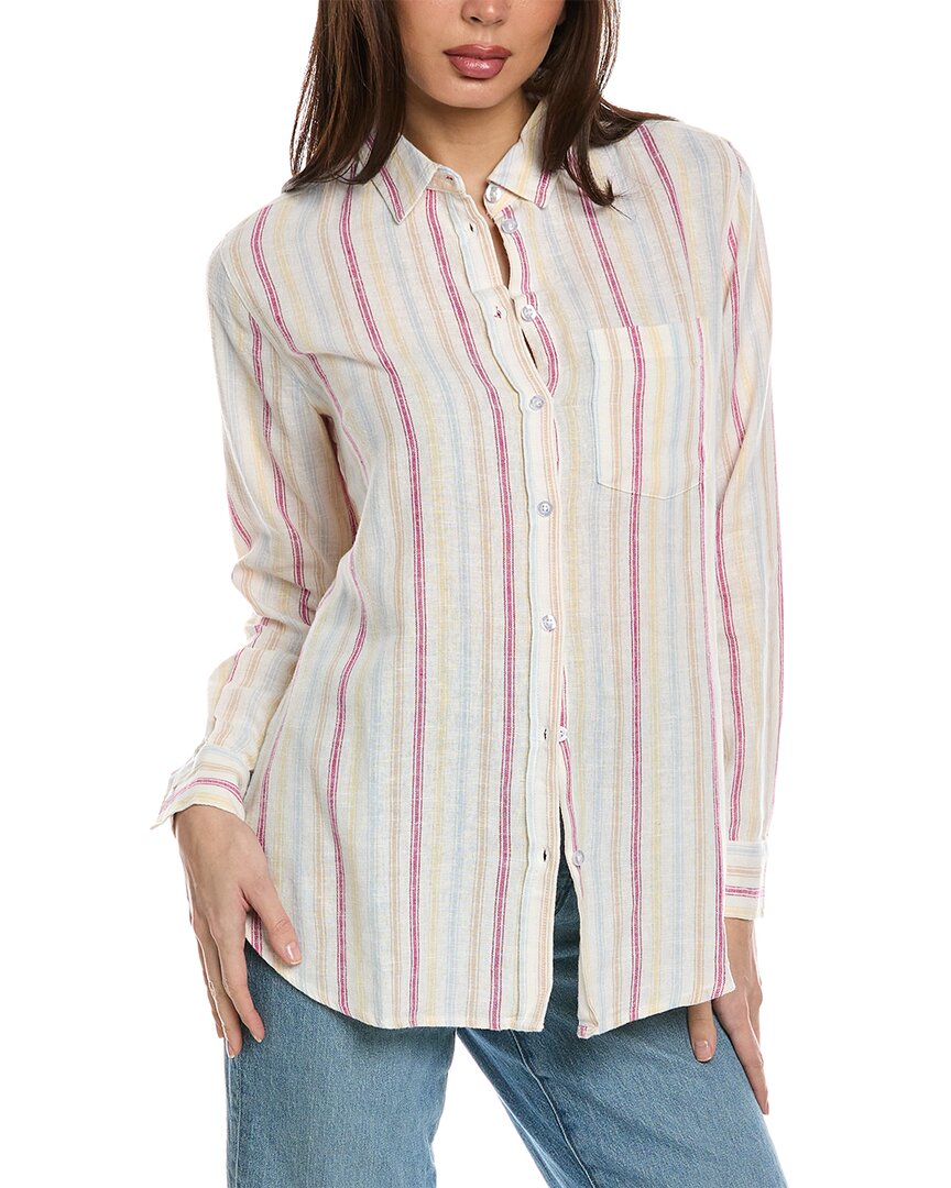 Shop Three Dots Button-up Linen-blend Shirt