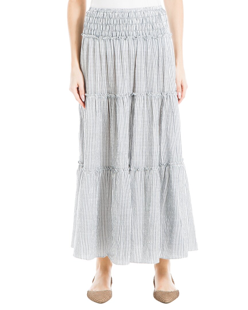 Max Studio Maxi Tiered Skirt In Blue