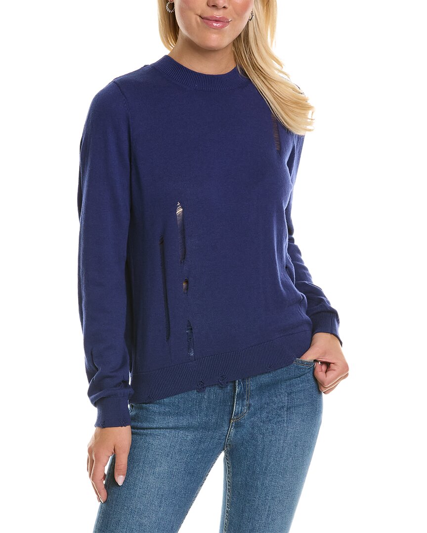 Shop Hudson Jeans Pleated Twist Back Cashmere-blend Sweater In Blue