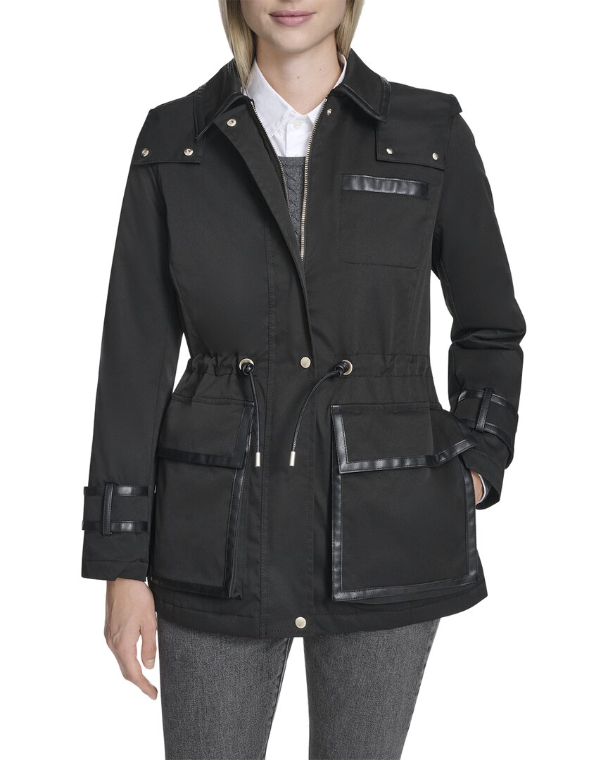 Cole Haan Zip Up Rain Jacket In Black