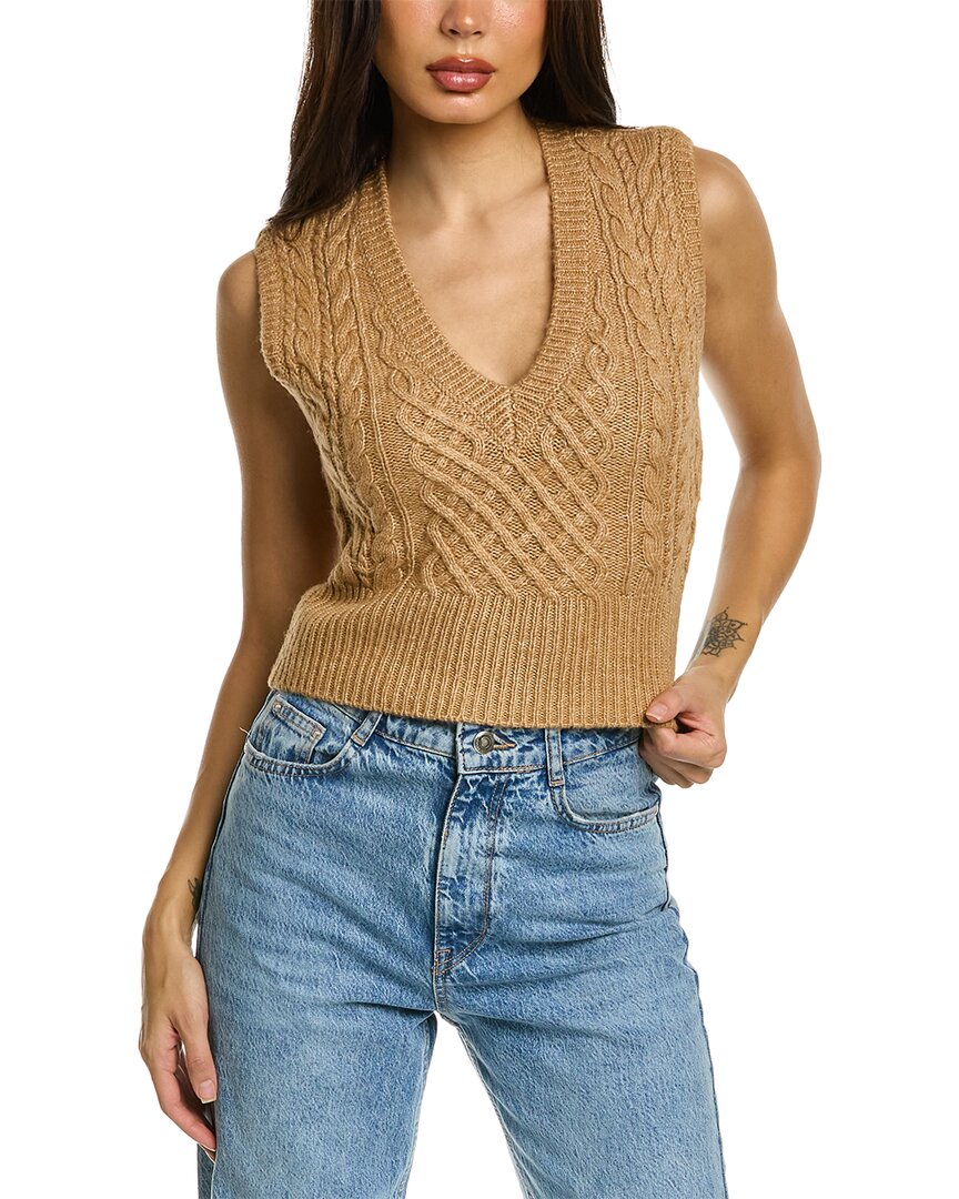 Rag & Bone Elizabeth Cropped Cable-knit Wool, Cotton And Alpaca-blend Vest In Brown