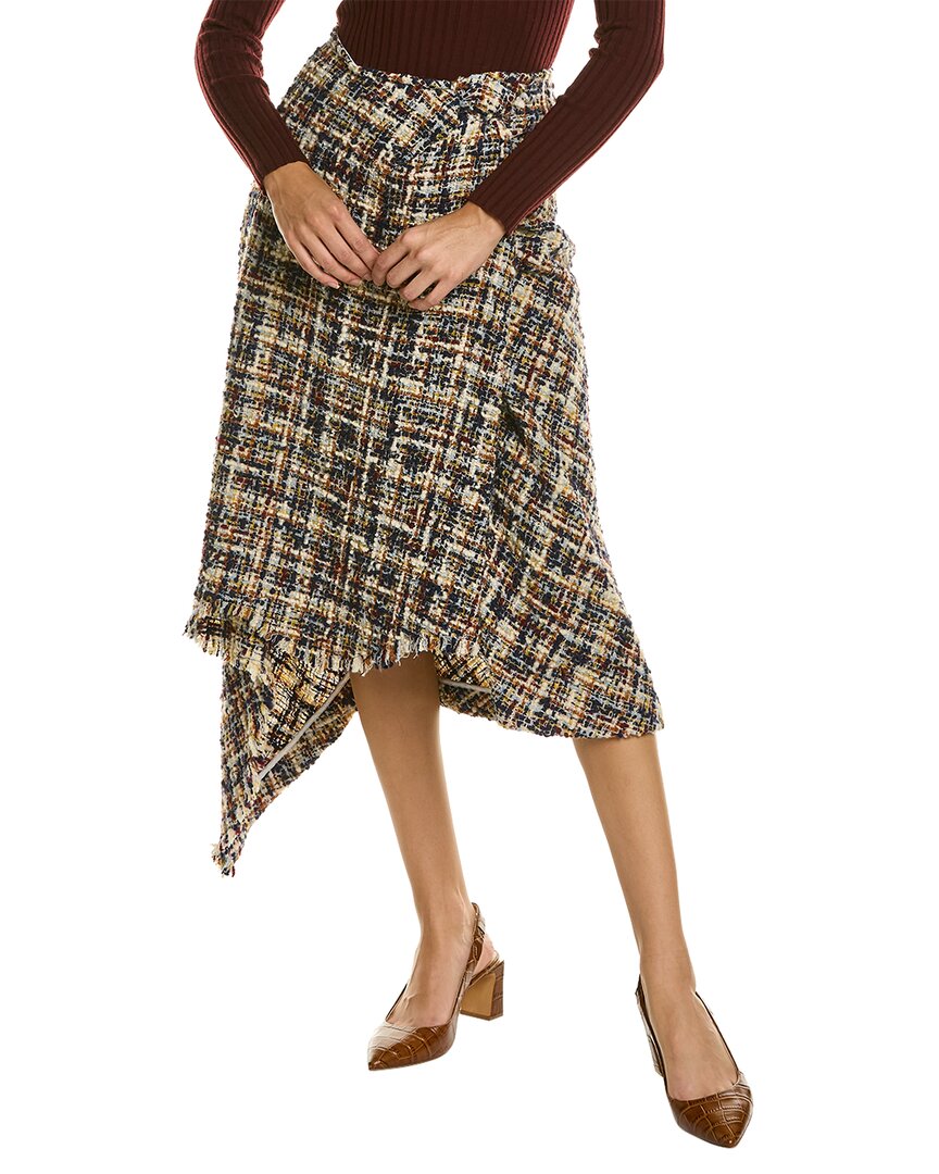 Shop Lanvin Asymmetrical Wool-blend Skirt