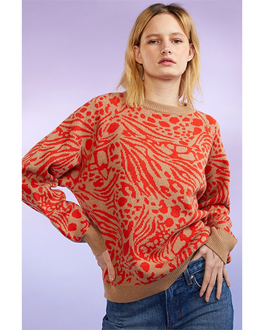 Shop Cynthia Rowley Jacquard Wool & Cashmere-blend Sweater In Orange
