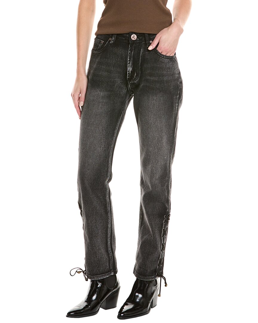 One Teaspoon Awesome Baggies Faded Black High Waist Straight Jean In Black