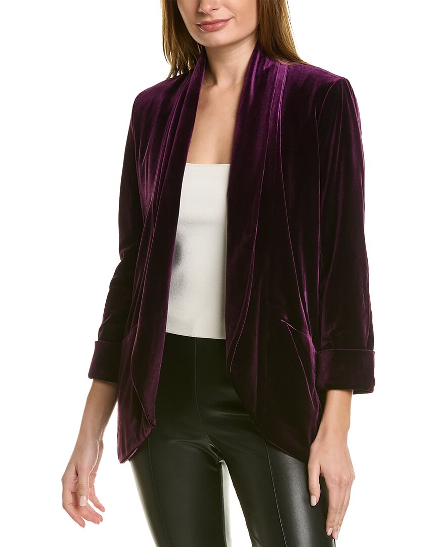 Traffic People Velvet Boyfriend Jacket In Purple | ModeSens