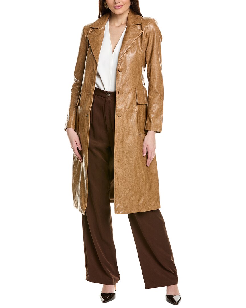 Shop Avec Les Filles Faux-ever Belted Coat In Brown